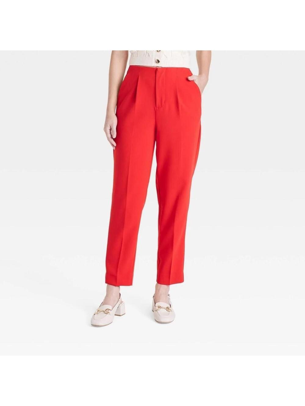 148 A New Day Women's High-Rise Red Tailored Trousers (8, NWT)